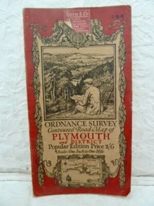 Vintage Plymouth & District cloth backed O.S. folding map 1":1 mile Sheet 144 - Picture 1 of 13