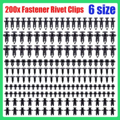 200PCS 6 Size Bumper Retainer Clips Auto Car Plastic Push Rivets Fastener Fender - Изображение 1 из 4