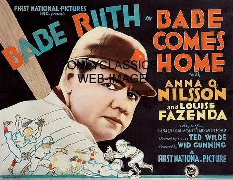 1927 Babe Ruth Comes Home Movie 11x14 Poster Vintage New York Yankees Baseball Cover