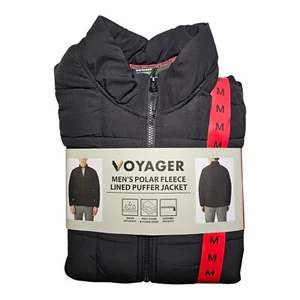 Voyager Men's Polar Fleece Lined Black Puffer Jacket Size Medium New - Picture 1 of 5