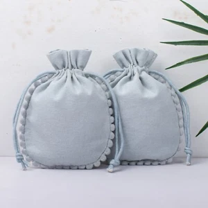 200 Pcs Drawstring Travel Jewelry Pouch Handmade Cotton Wedding Gift Bag 3x4" - Picture 1 of 6