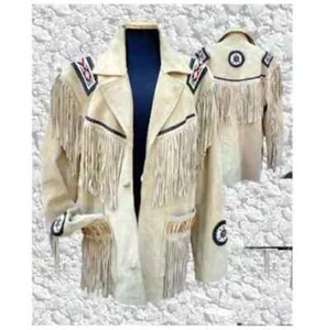 Cowboy Suede Leather Jacket Western Coat Fringes, Fringes Jacket For Men - Picture 1 of 3