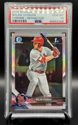 2018 1st Bowman Draft Chrome Refractor Nolan Gorman #BDC117 PSA 10 SP $20 Off 3+ - Image 1 of 3
