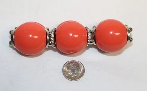50er Jahre RIESIGES KUNSTKORALLE & STRASS ARMBAND - Bild 1 von 2