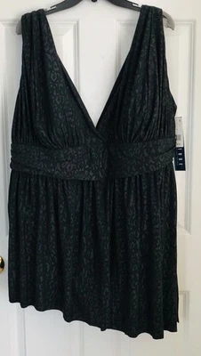 Vestido de baño Longitude para mujer talla 24 negro control de barriga suave copa sujetador torso largo Foto 1 de 4