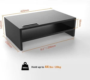 GRIFEMA GB1052 Holz Monitorständer Erhöhung mit Smartphone Halter, 2 Ebenen Aufbewahrung, - Bild 1 von 2