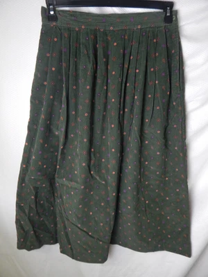 Falda midi larga acanalada de pana verde oscuro Hasting & Smith talla 14 geométrica Foto 1 de 4