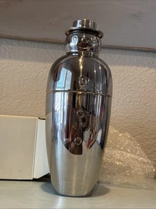 NEW Box Pottery Barn Stainless Snowman Metal Cocktail Shaker Christmas Martini - Picture 1 of 8