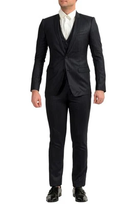 Traje de tres piezas Dolce & Gabbana "dorado" 100 % lana a rayas EE. UU. 34R IT 44R para hombre Foto 1 de 4