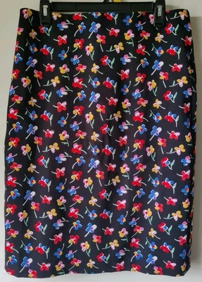 Philosophy 女式黑色花卉铅笔裙弹性腰后拉链 12 码 — 第 1/4 张图片