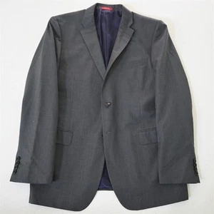 Saks Fifth Avenue 44L Gray Striped Trim 100% Wool Blazer Suit Jacket Sport Coat - Picture 1 of 12