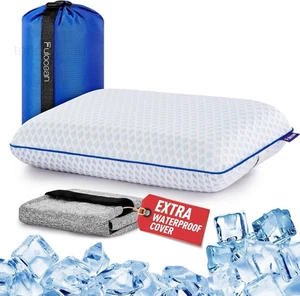 Travel & Camping Cooling Memory Foam Pillow for Backpacking & Medium, White - Picture 1 of 9