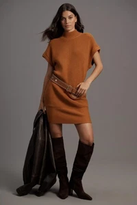 BY ANTHROPOLOGIE KURZÄRMELIGES MINIPULLOVERKLEID MIT STEHKRAGEN - GRÖSSE XS - Bild 1 von 7