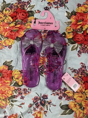 Sandalias Juicy Couture Transparentes Púrpura con Lazo Brillo Talla 7 Nuevas Foto 1 de 4