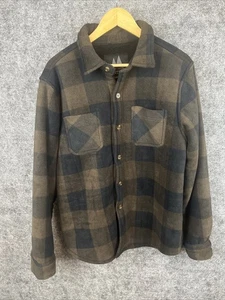 Montfort Fleece Brown Plaid Lined Shacket Size Large - Picture 1 of 5