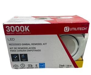 Utilitech LED WHITE Recessed Retrofit Gimbal Downlights 3000k Remodel Kit 3” - Picture 1 of 13