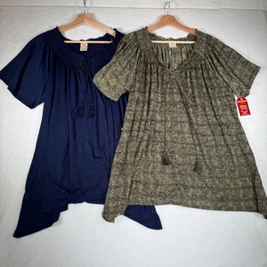 2 tops túnica Faded Glory para mujer talla grande 2X azul zafiro cuello calado - Imagen 1 de 13
