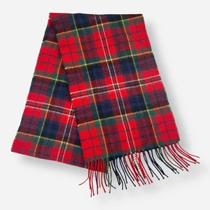 Sciarpa LochCarron of Scotland lana tartan rosso lana di agnello McPherson clan frangia 68" - Foto 1 di 6