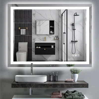 Espejo tocador de baño 48" W x 36" H sin marco cristal retroiluminado LED espejo maquillaje Foto 1 de 4