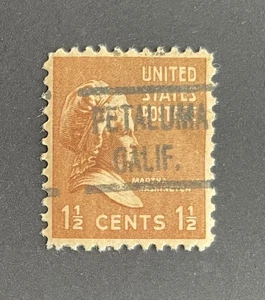 Petaluma, California Type 513 Precancel - 1½ cents Prexie - U.S. #805 - wrinkles - Picture 1 of 2