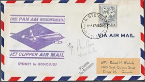 (22) AUSTRALIA - SYDNEY-HONOLULU 1959 FIRST PAN AM JET CLIPPER  AIR MAIL COVER - Bild 1 von 2