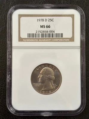 1978-D Washington Quarter 25C NGC MS66 GEM - Older Holder (#975) - Image 1 of 4