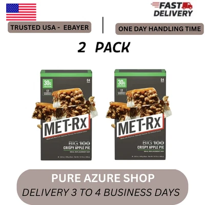 (2 PACK) MET-Rx Big 100 Colossal Protein Bars, Crispy Apple Pie Bars, 4 Count. - Image 1 of 4