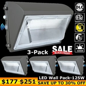 3PACK 125W LED Wall Pack Lights,Commercial IP65 Waterproof Outside Security Lamp - Picture 1 of 17