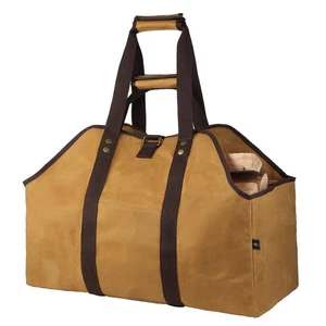 Firewood Carrier, Waxed Canvas Log Carrier, Extra Large Firewood Holder Indoo... - Picture 1 of 8