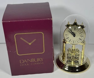 Danbury Clock Company Pendulum Clock Gold w/ Glass Dome Cover 9" - NEW/OPEN BOX - Picture 1 of 19