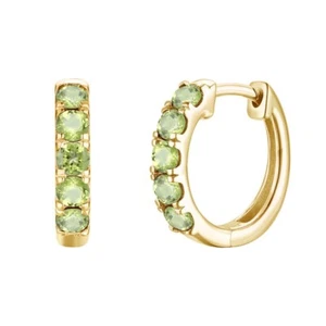 0.50 CT Lab Created Peridot Small Huggies Hoop Earrings 14K Yellow Gold Plated - Picture 1 of 4