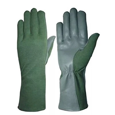 GUANTES TÁCTICOS DE CUERO RESISTENTES AL FUEGO PARA PILOTOS DE VUELO NOMEX - VERDE S-XL Foto 1 de 2