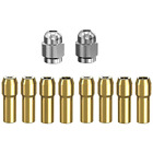Premium Quality 4485 Brass Rotary Drill Nut Tool Set 10x Collet Chucks Included