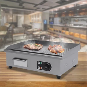 Commercial Electric Griddle Flat Top Grill 1600W BBQ Hot Plate Grill Countertop - Picture 1 of 13