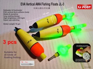 3x EVA Vertical AWA LED 10 gm Multi-Species Fishing Floats JL-3 Bream Snapper - Picture 1 of 6
