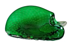 CENICERO VIDRIO SOPLADO A MANO BURBUJA VERDE 6.5"X5" VINTAGE - Imagen 1 de 12