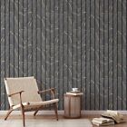 Muriva Woodgrain Panel Wallpaper Charcoal/Grey 193503