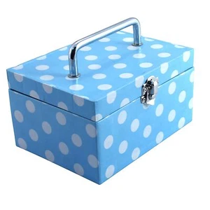 Kleine Schmuckschatulle Box Punkte Schmuck Aufbewahrung Punkte klein blau weiss - Bild 1 von 2
