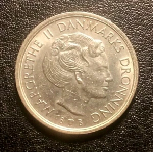 1980 Denmark One Krone Coin - Picture 1 of 2