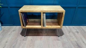 The Fane double Vinyl record player/multi use storage cube with 10" hairpin legs - Imagen 1 de 7