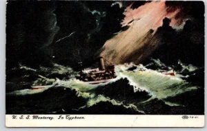 SCHIFFSPOSTKARTE USA MONTEREY IM TAIFUN 1909 - Bild 1 von 2