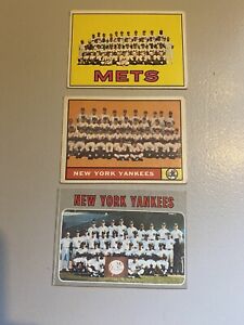 1961 & 1970 Yankees Topps Team Cards & 1966 Mets Team Card # 42 HOF & Nolan Ryan