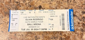 Boleto OLIVIA RODRIGO 30/07/2024 DENVER CO BALL ARENA Guts World Tour - Imagen 1 de 3