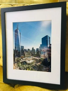 NYC NEW YORK CITY 10.5x13.5 MAT 7.5x9.5 PHOTO FREEDOM TOWER NEW WTC DECO FRAMED - Picture 1 of 2