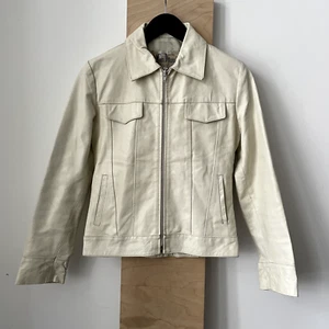 Vera Pelle Leather Jacket Size S White Made in italy - Picture 1 of 13