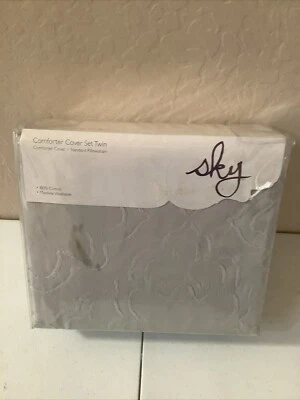 Conjunto de capa de edredom duplo cinza celeste algodão - Imagem 1 de 3