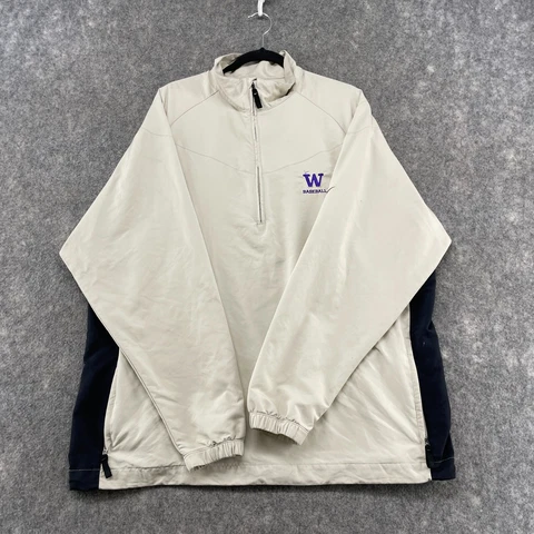 Washington Huskies Jacket Mens Extra Large Beige 1/4 Zip Pullover Golf Logo Nike Cover
