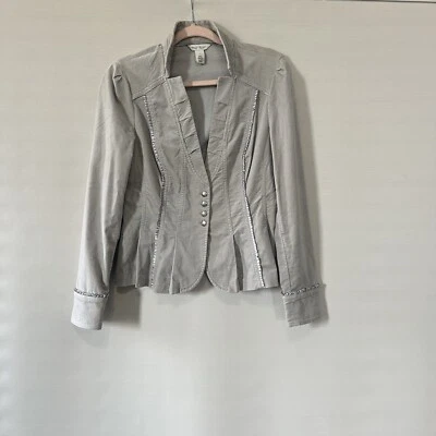 Chaqueta elástica de terciopelo gris claro White House Black Market manga larga para mujer S Foto 1 de 4