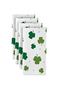 Tossed Shamrocks White 18" x 18" Napkins 1 Dozen - Picture 1 of 1