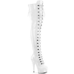PLEASER DELIGHT-3022 Sexy 6" Heel Platform White Stretch Thigh High Women Boots - Picture 1 of 5